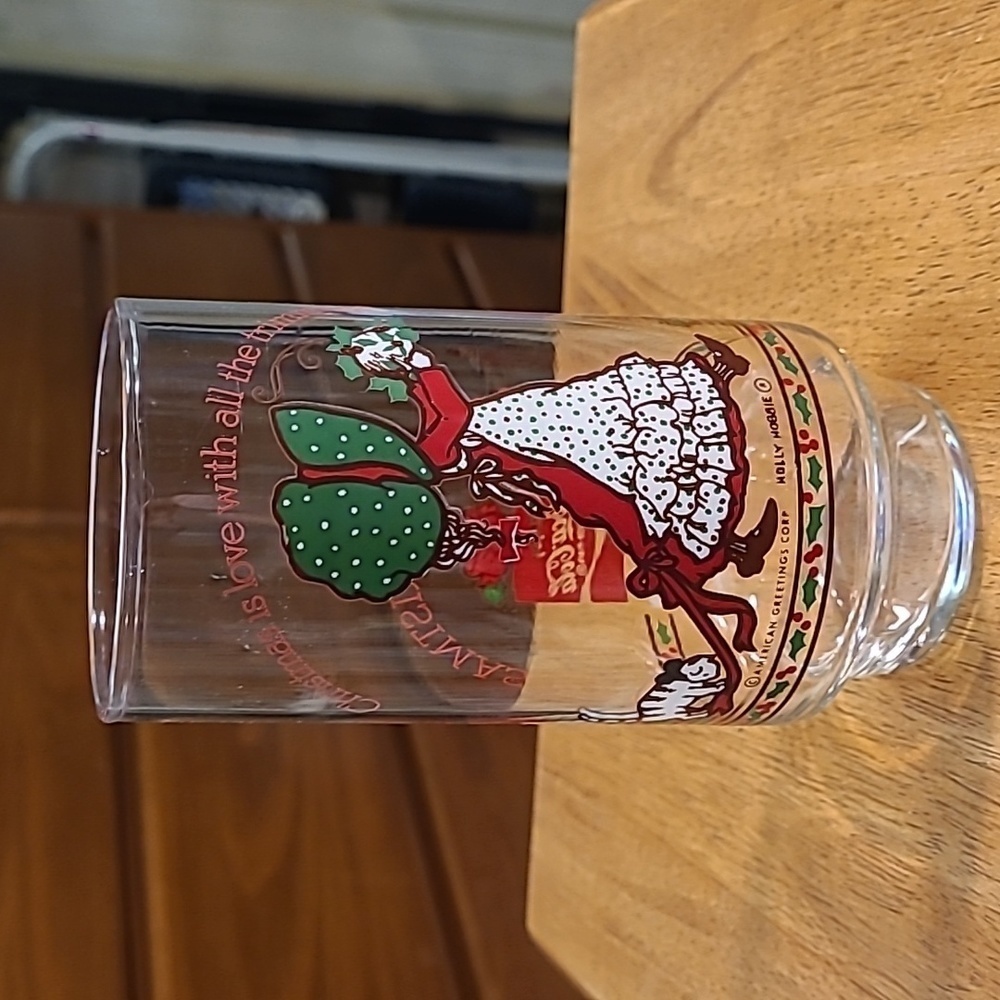Vintage Holly Hobbie Christmas glass